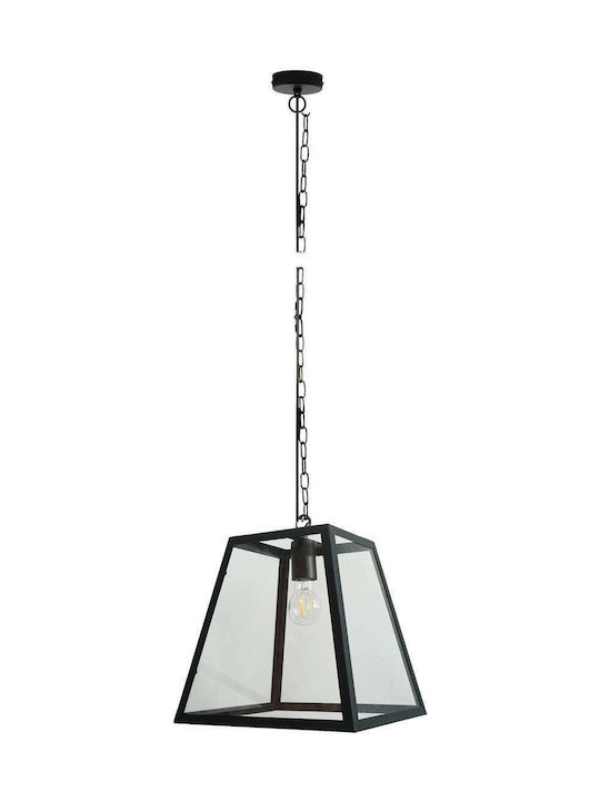 VK Lighting VK/03154/PE/B Μοντέρνο Κρεμαστό Φωτιστικό Μονόφωτο με Ντουί E27 σε Μαύρο Χρώμα